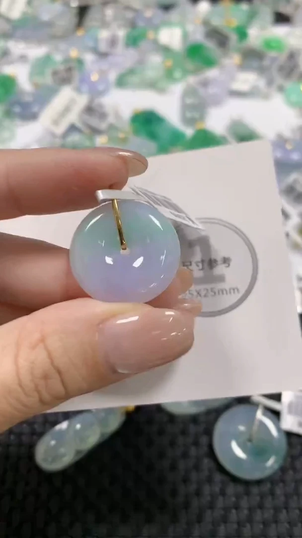 颈饰18K金镶嵌翡翠天然缅甸翡翠a货百元以上9元证书费自理