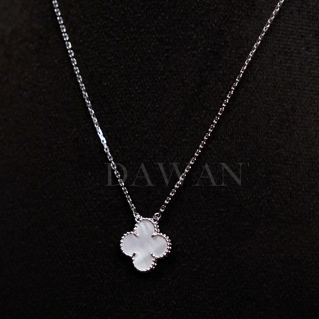 合金项链 18k镀金v四叶草项链时尚轻奢百搭白贝简约气质经典圣诞