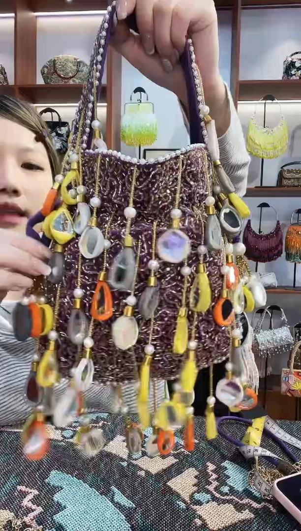 织物11号手工珠珠包包腋下斜跨包手拿包手提晚宴包