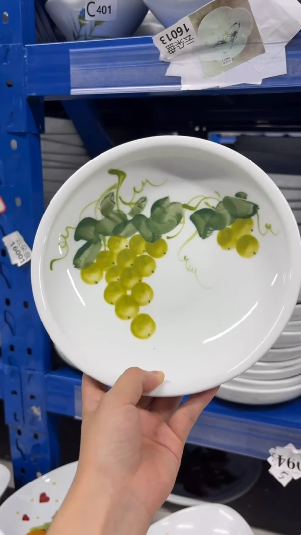 瓷片景德镇手绘釉中彩（食品级）大月亮盘
