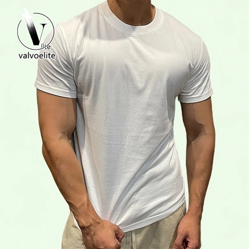 VALVOELITE短袖健身衣服修身宽松t恤纯色打底上衣半袖夏男T恤运动