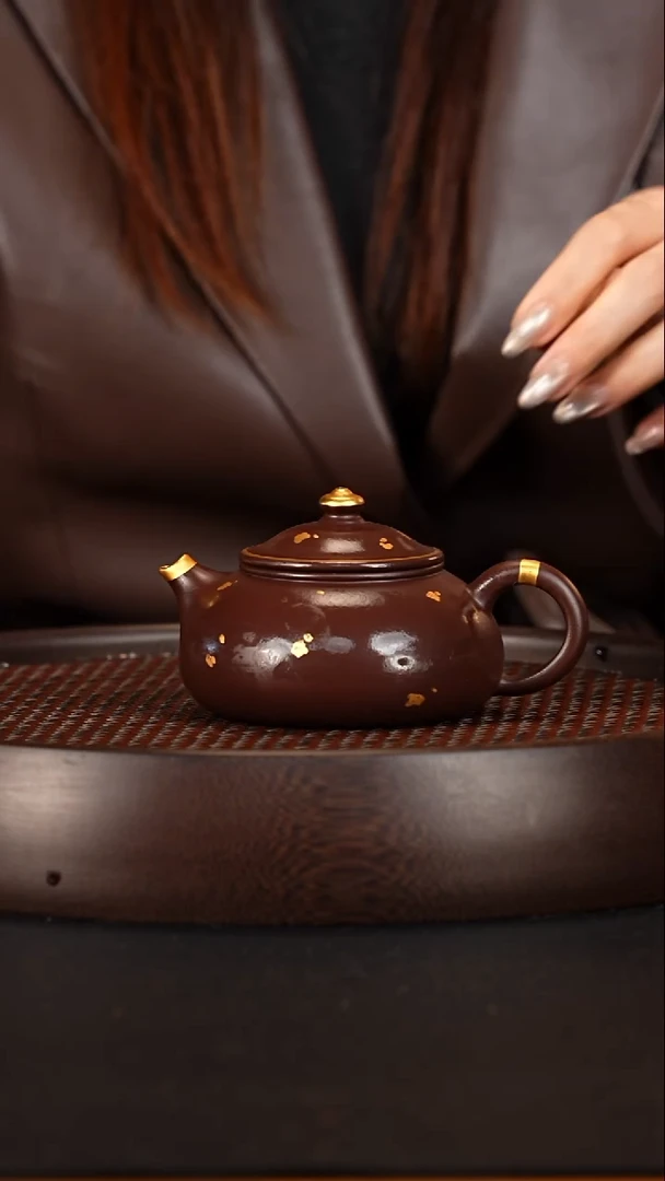 茶壶紫砂宜兴紫砂壶吴勇军深井紫茄泥寒江240cc