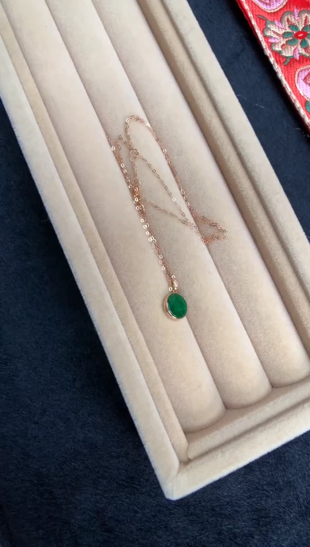 【闪购商品】翡翠颈饰18K金镶嵌无事牌套链18K金链