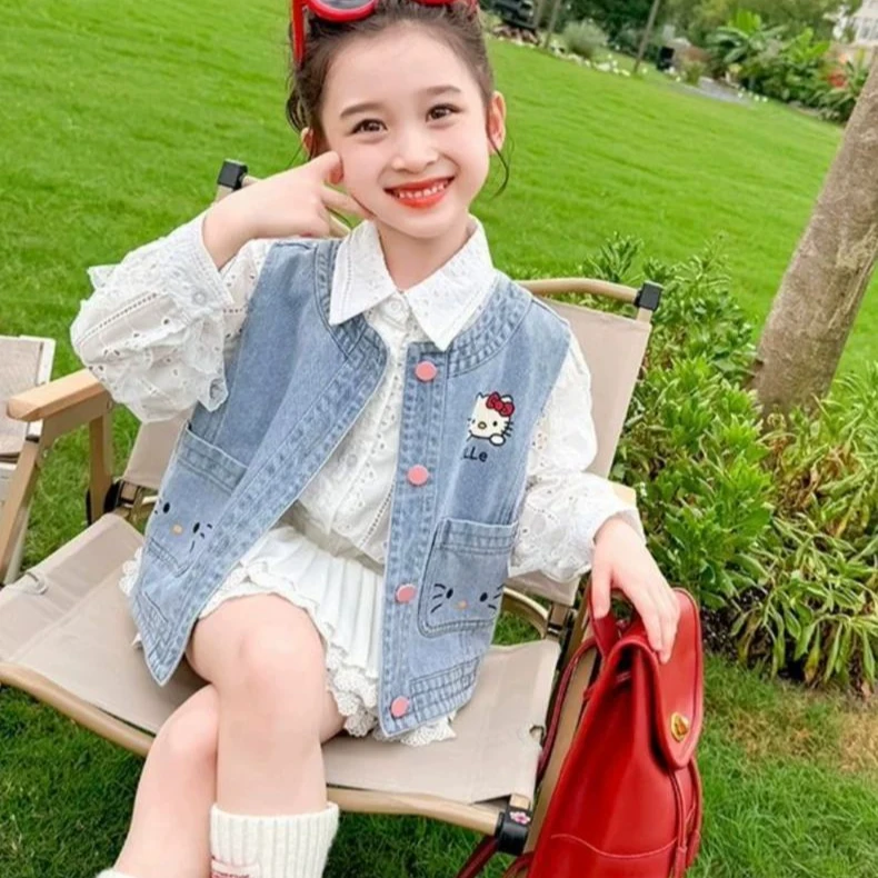 女童牛仔马甲春秋款2025新款女宝宝洋气外穿秋季背心儿童秋装马夹