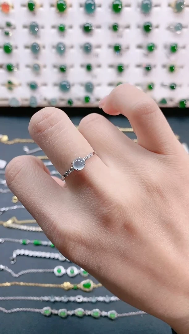 【闪购商品】翡翠戒指银S925镶嵌天然翡翠