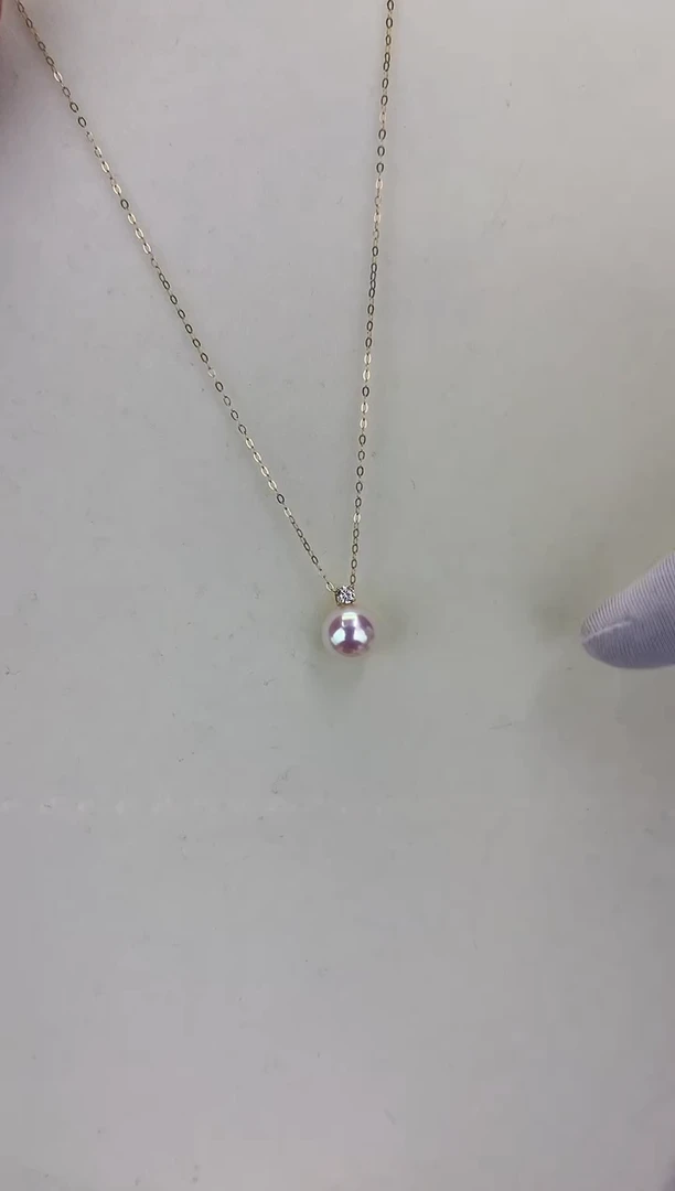 18K金镶嵌DA海水珍珠 GD018 8.5-9 五分钻王妃吊坠