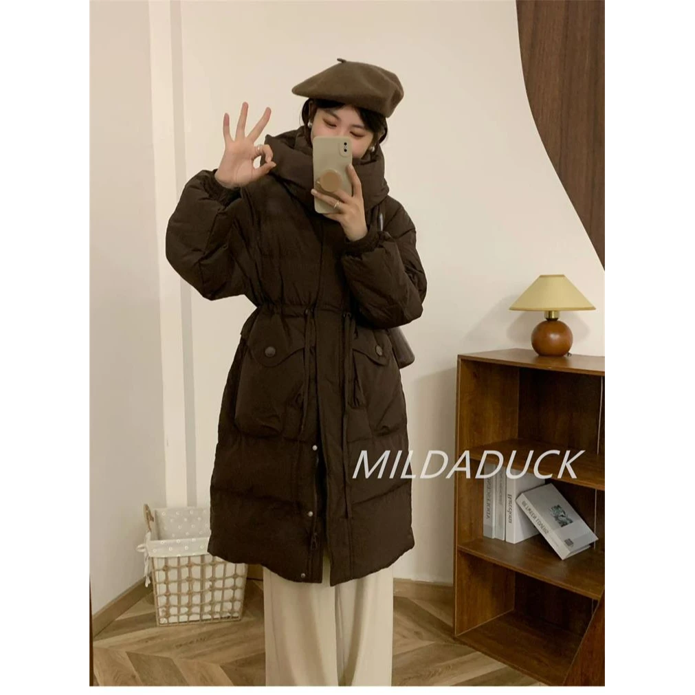 手套款羽绒服中长款收腰显瘦百搭连帽加厚保暖宽松韩版冬季休闲