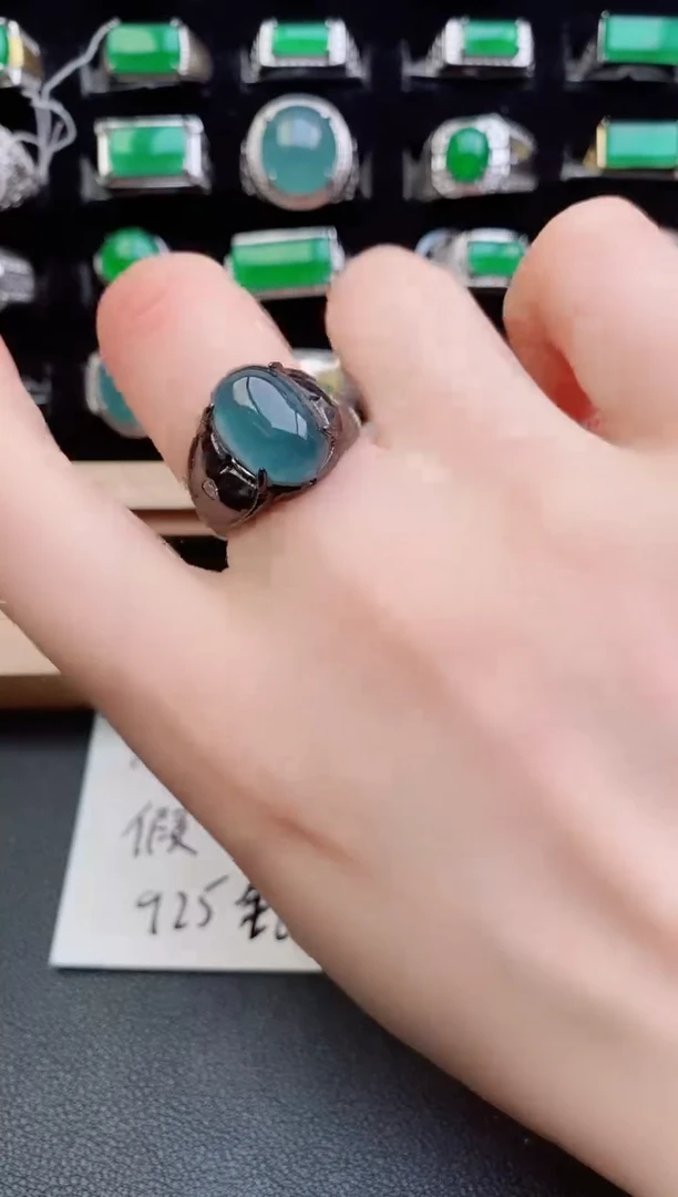 翡翠戒指银S925镶嵌1212121