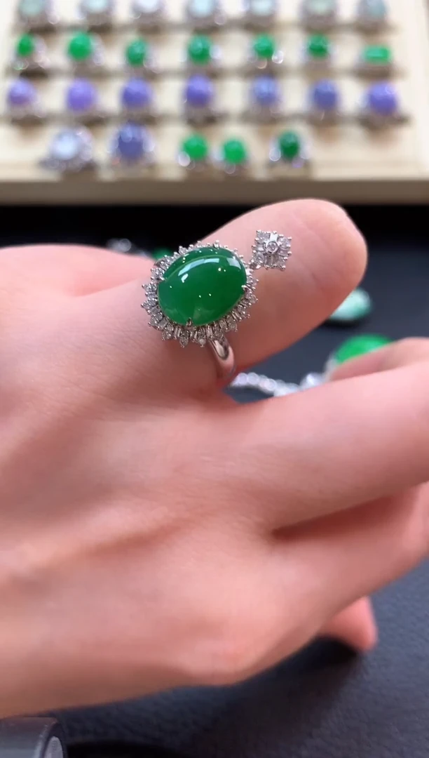 翡翠戒指18K金镶嵌n78