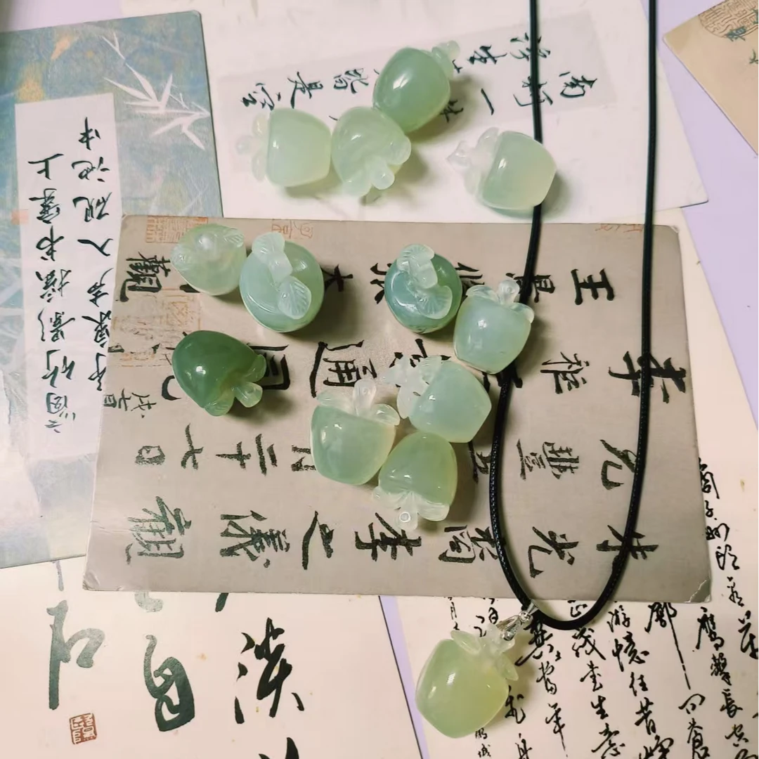 小瑜甄选【开年福利】天然岫玉苹果吊坠925扣头皮绳款