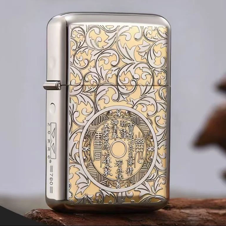 ZORRO官【ZR790-唐草山鬼-白镍珍藏】唐草山鬼防风打火机礼盒装——80