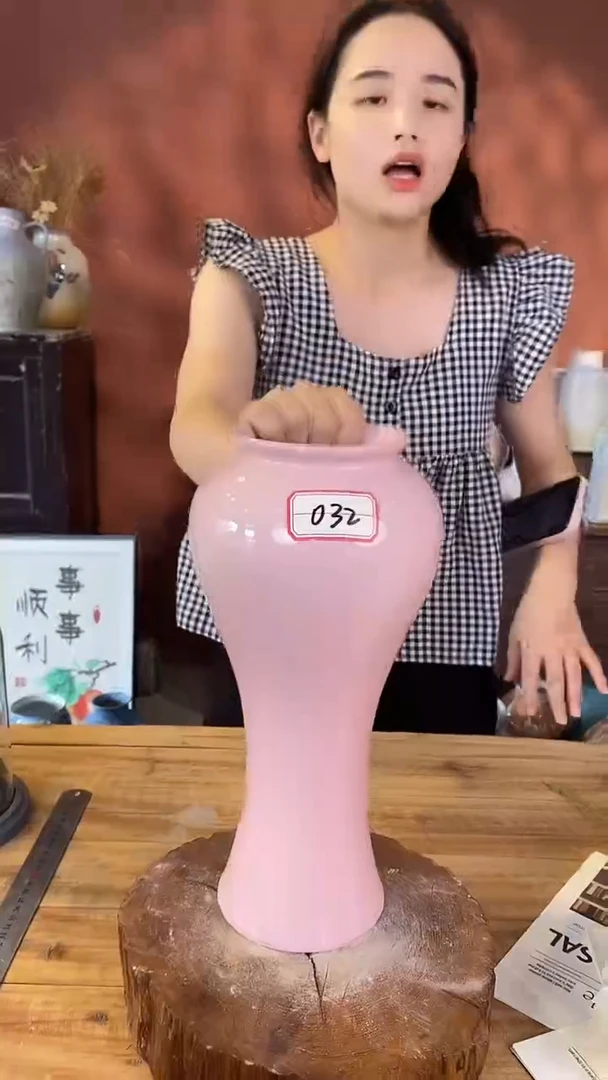 摆件景德镇高温陶瓷花器032（口径10*高度32）