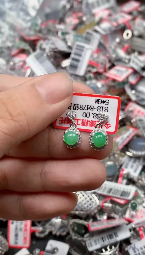 银S925镶嵌戒指翡翠天然A货缅甸翡翠