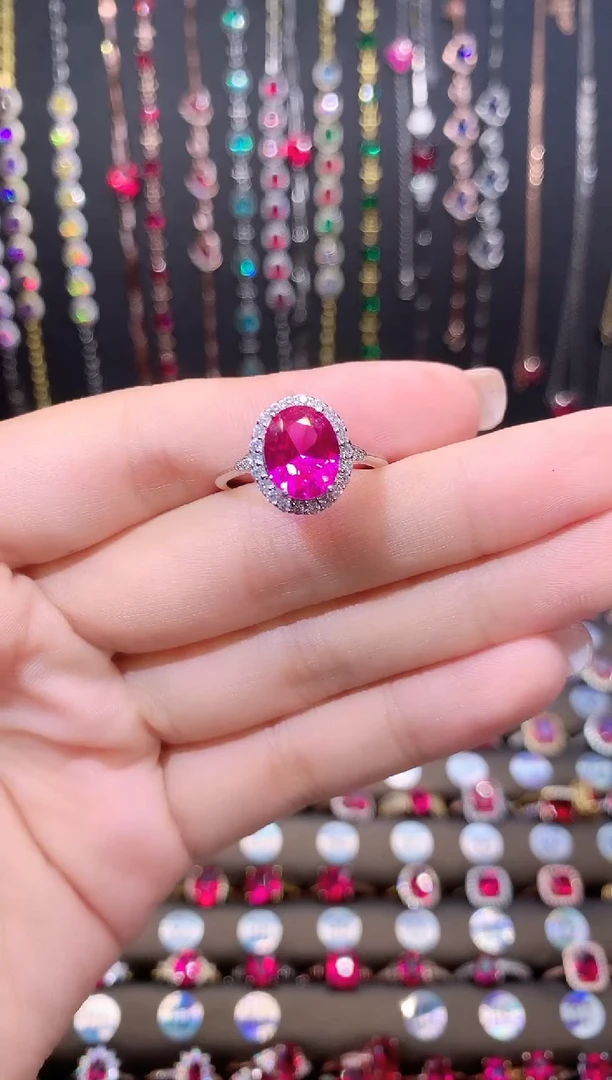 蓝宝石戒指银S925镶嵌银色810