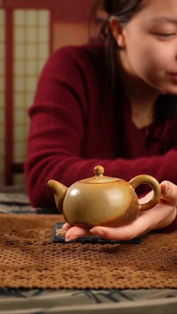 原创柴烧缮木茶壶