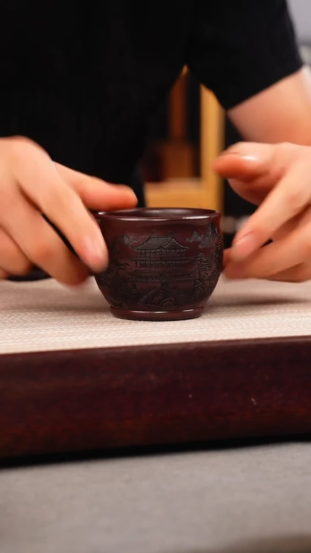 茶壶紫砂老紫泥 山水杯