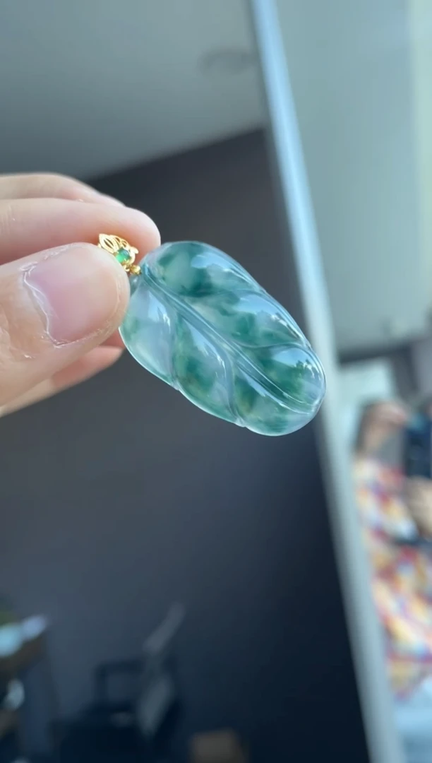 吊坠(不含链)18K金镶嵌翡翠天然缅甸A货翡翠