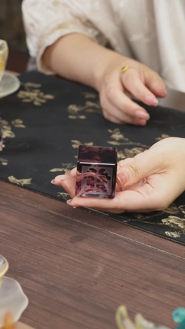 手工艺品琉璃紫色正方形盖置