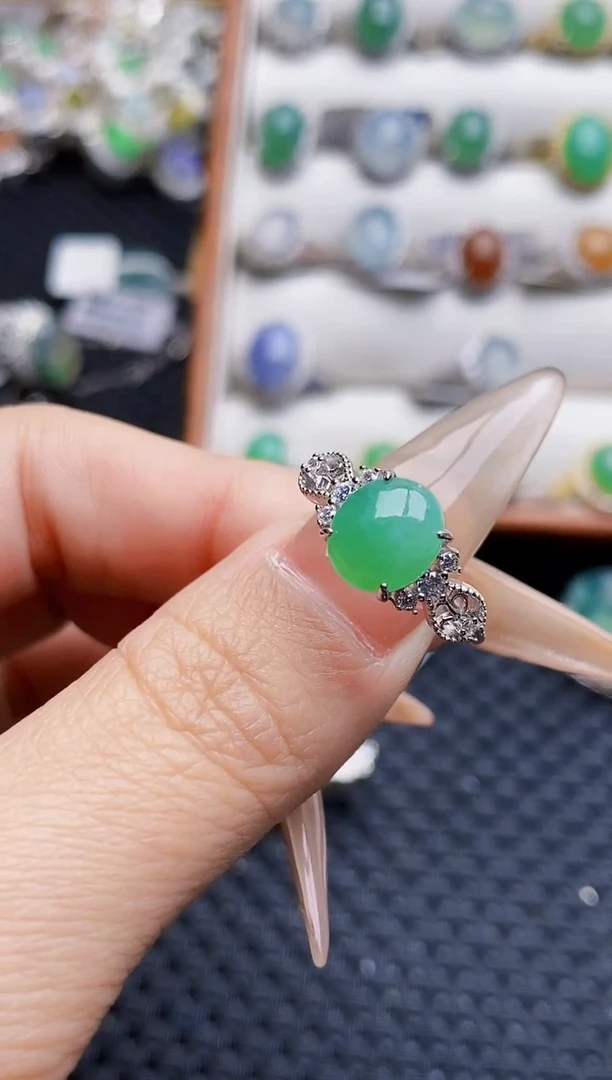 银S925镶嵌戒指翡翠5517