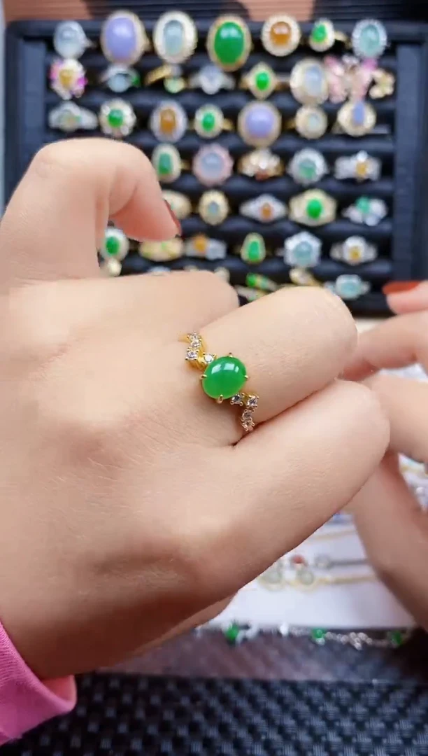 银S925镶嵌戒指翡翠408