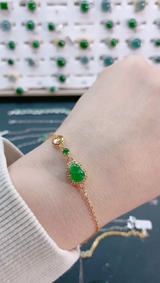 【闪购商品】翡翠手链银S925镶嵌天然翡翠