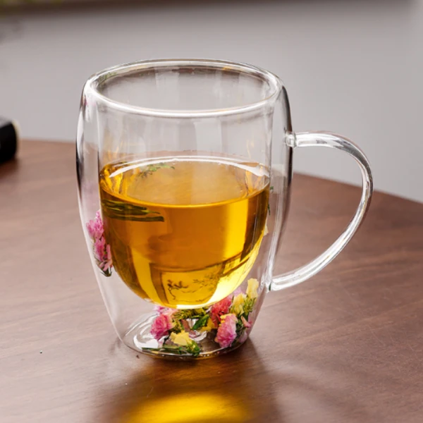 玻璃-勿忘我-干花水杯  6129