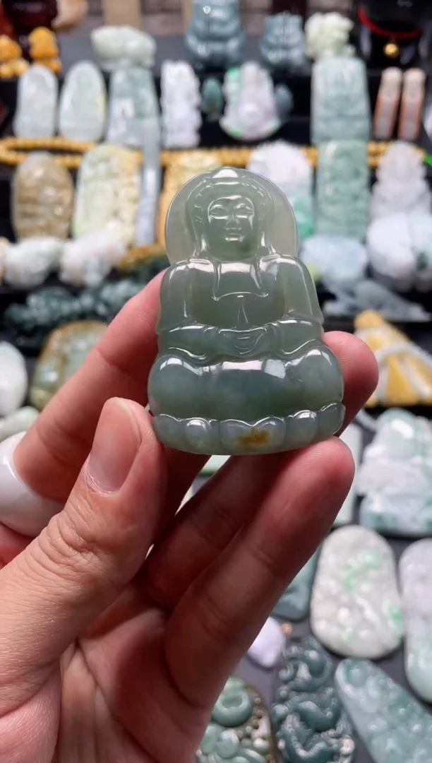 颈饰未镶嵌翡翠45  天然翡翠a货  观音