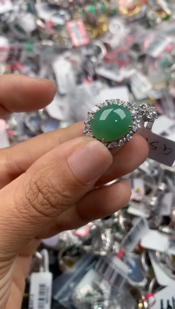 银S925镶嵌戒指翡翠999----4