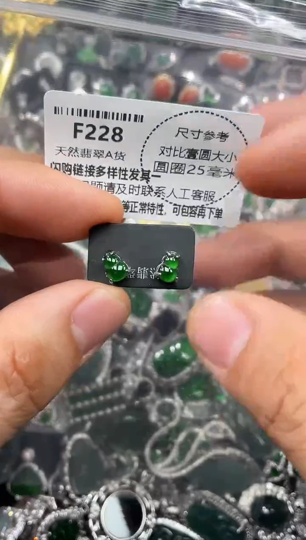 颈饰未镶嵌翡翠F228耳钉