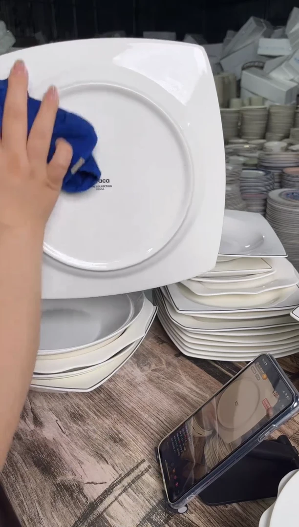 新骨瓷11寸铂金边大方盘 20个