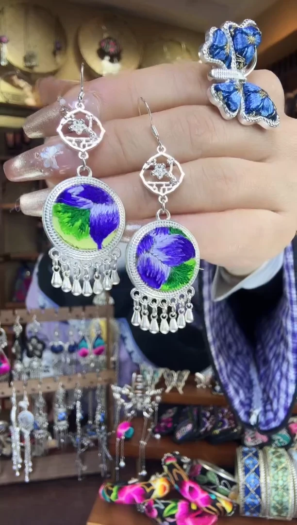 刺绣非遗刺绣民族风耳环