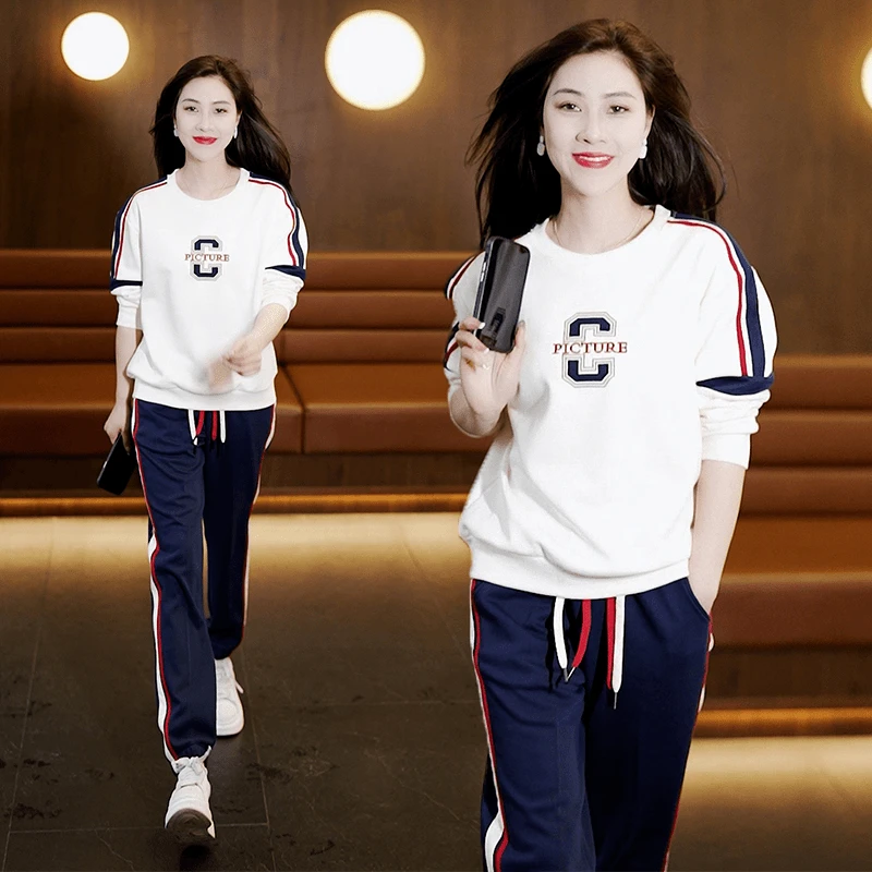 2025秋季款运动服休闲套装卫衣女时尚宽松两件套大码女装