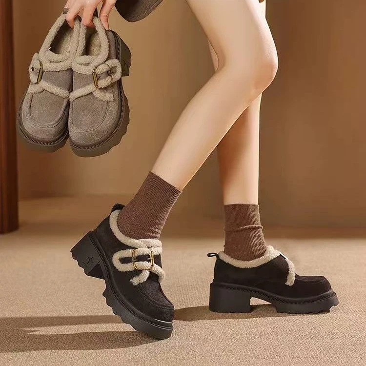 【保国女鞋】加绒厚底轻盈乐福鞋（356-3）
