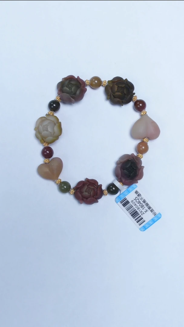 未镶嵌手链玛瑙/玉髓盐源玛瑙牡丹花手串
