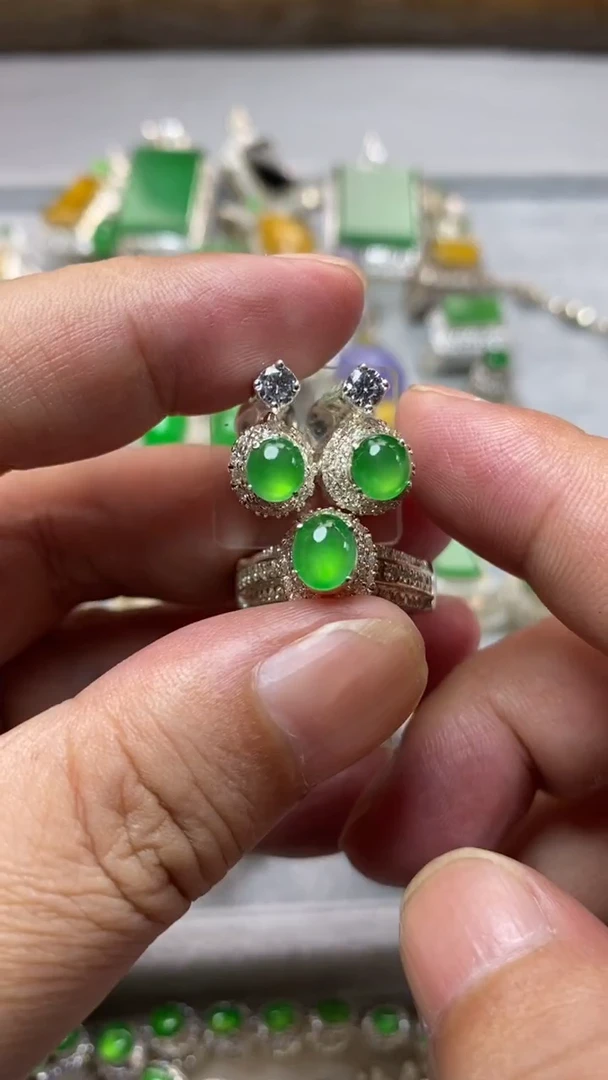 未镶嵌定制翡翠戒指耳钉