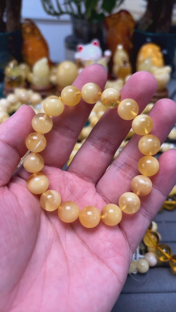 手串蜜蜡未镶嵌p72金白蜜蜡单圈 14.22克 11mm