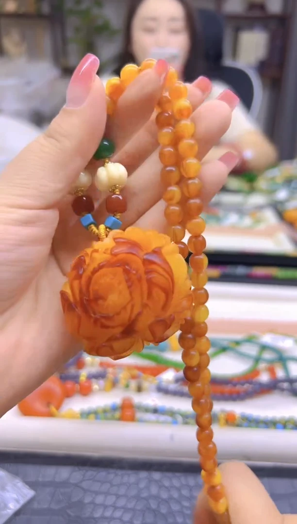 蜜蜡毛衣链未镶嵌DIY款M681