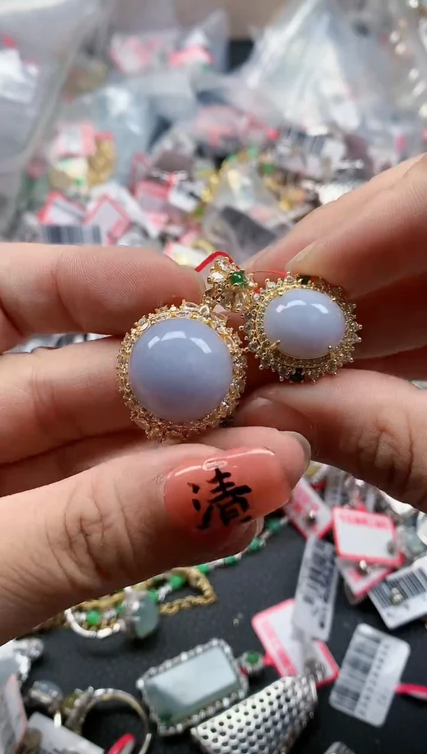 银S925镶嵌戒指翡翠天然A货缅甸翡翠
