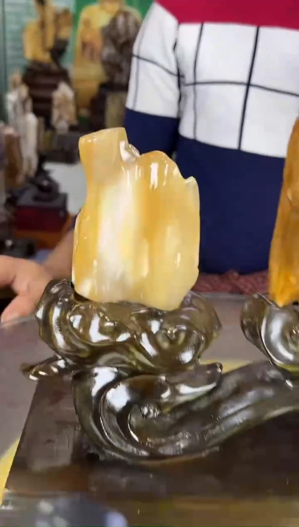 缅甸天然树化玉摆件