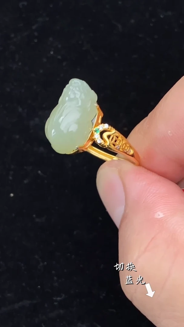 银S925镶嵌戒指和田玉多样性发一