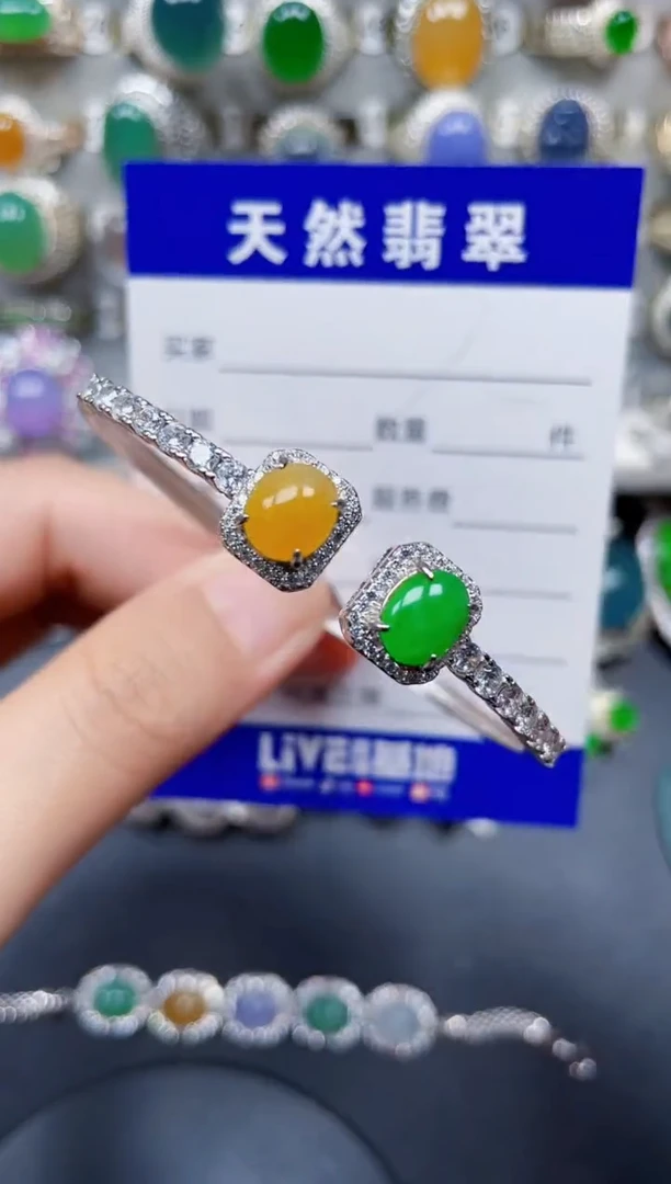 银S925镶嵌手镯翡翠185