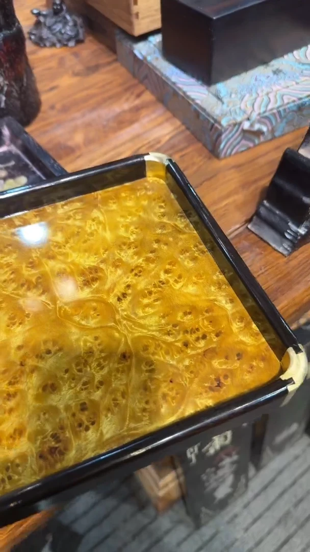 香榧木乌木留疤小方茶盘