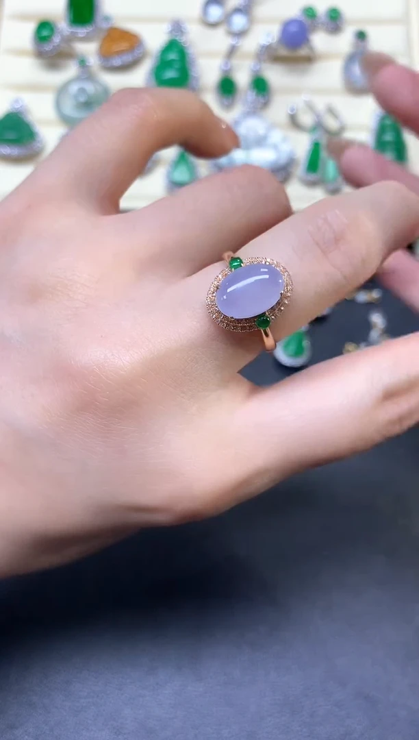 【闪购商品】翡翠戒指18K金镶嵌戒指|2400+240