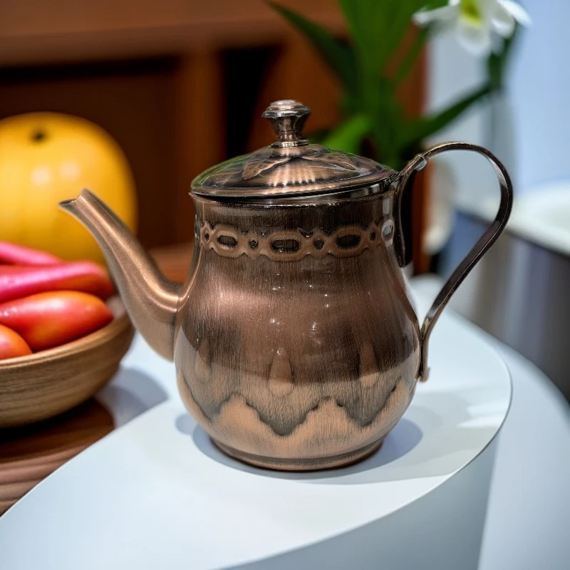【新疆包邮】不锈钢 铜色茶壶 好看 好用 复古 耐用 带盖 家用