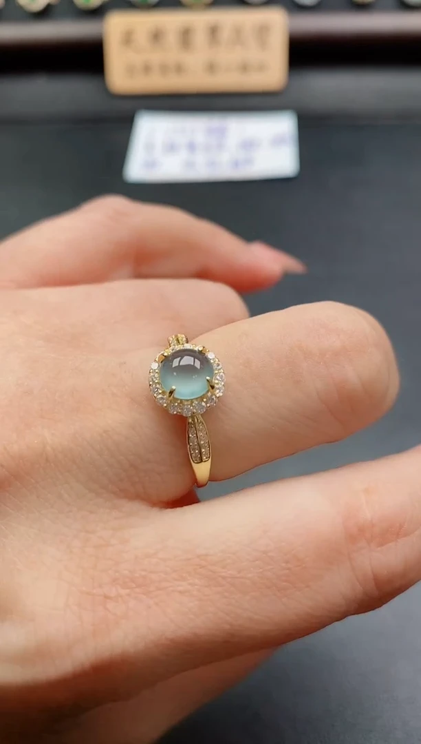 银S925镶嵌戒指翡翠1