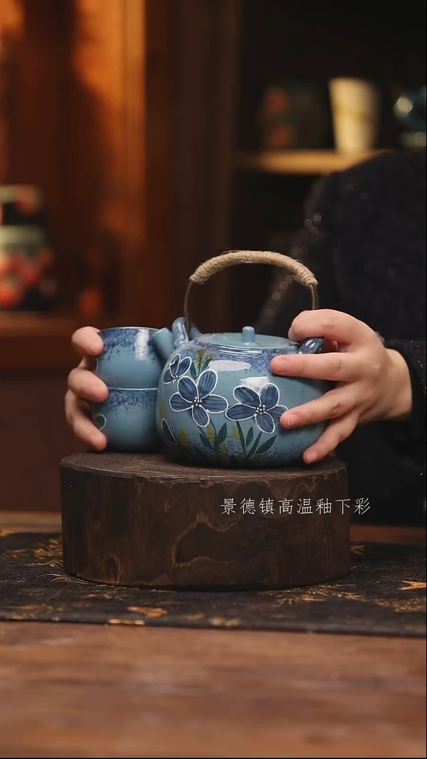 陶瓷景德镇高温釉下手绘陶瓷@L706@