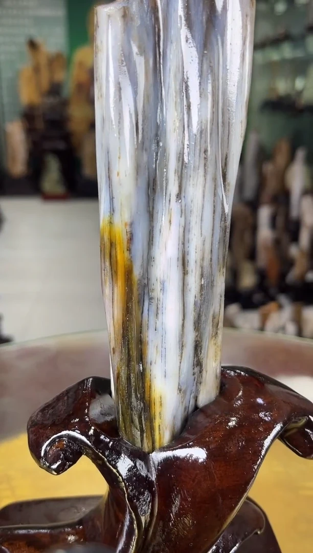 缅甸天然树化玉摆件