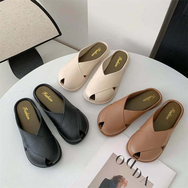 百搭软底包头拖鞋女外穿2025新款平底懒人一脚蹬复古舒适凉半拖鞋