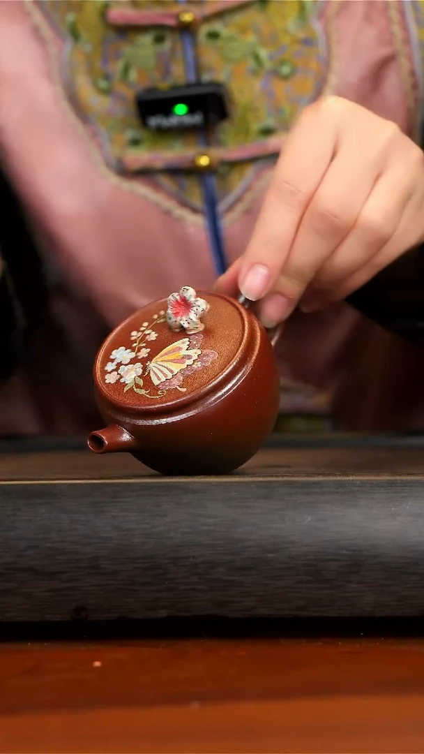 【闪购商品】紫砂茶壶朱泥柴烧汉瓦壶 观羽