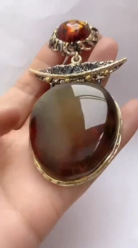 【闪购商品】琥珀裸石银S925镶嵌琥珀吊坠